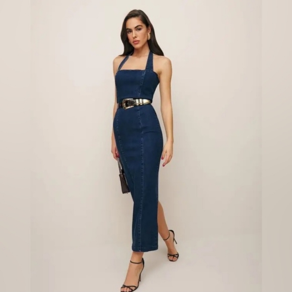 Reformation Avita Jean Midi Halter Dress NWT Size 4